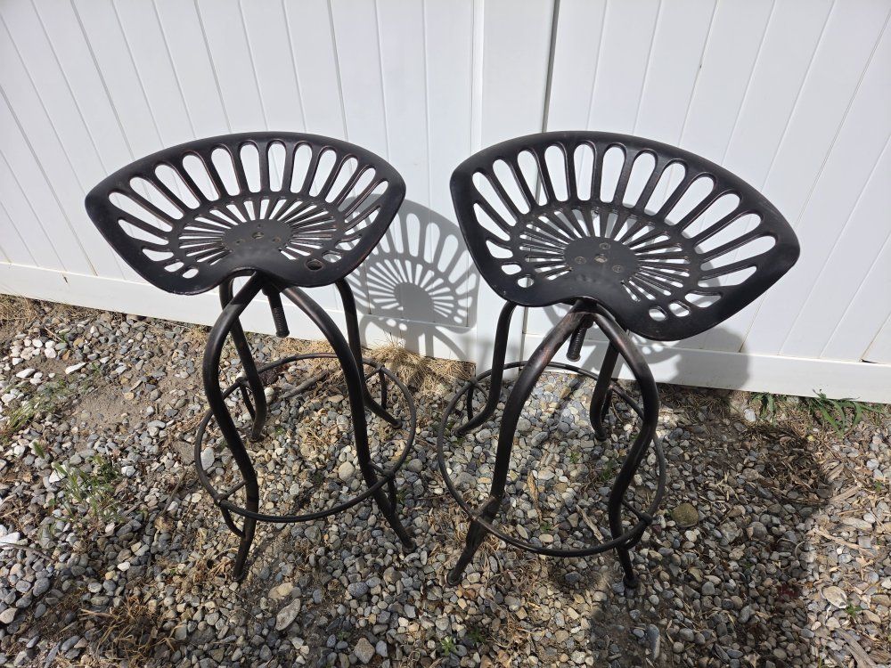 2 Old style Tractor seat bar stools