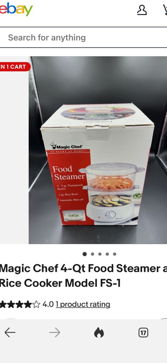 Magic Chef FS-1 4-Qt Food Steamer & Rice Cooker with Automatic Shut-off