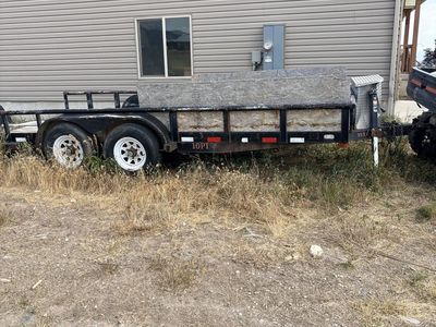 Flat bed trailer heavy duty good tires may need s little work o. Wiring for lights and brakes has ramps wa used to haul skid st