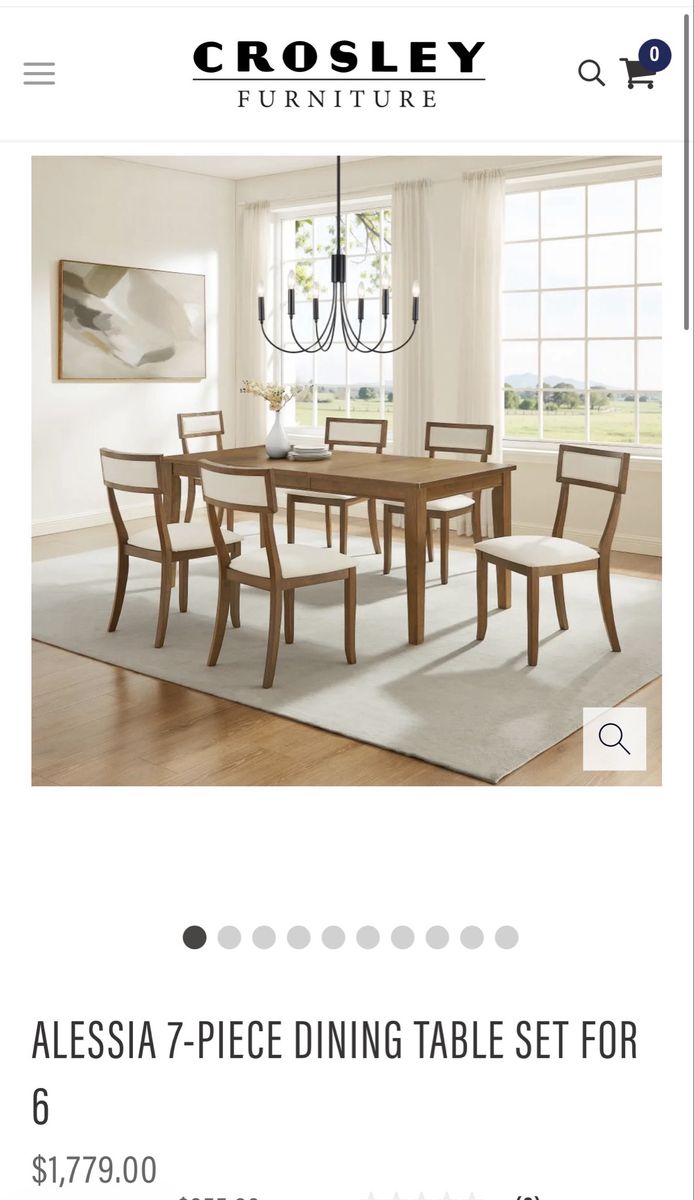 Crosley Furniture Alessia 7-Piece Dining Set - Extendable Table & 6 Chairs