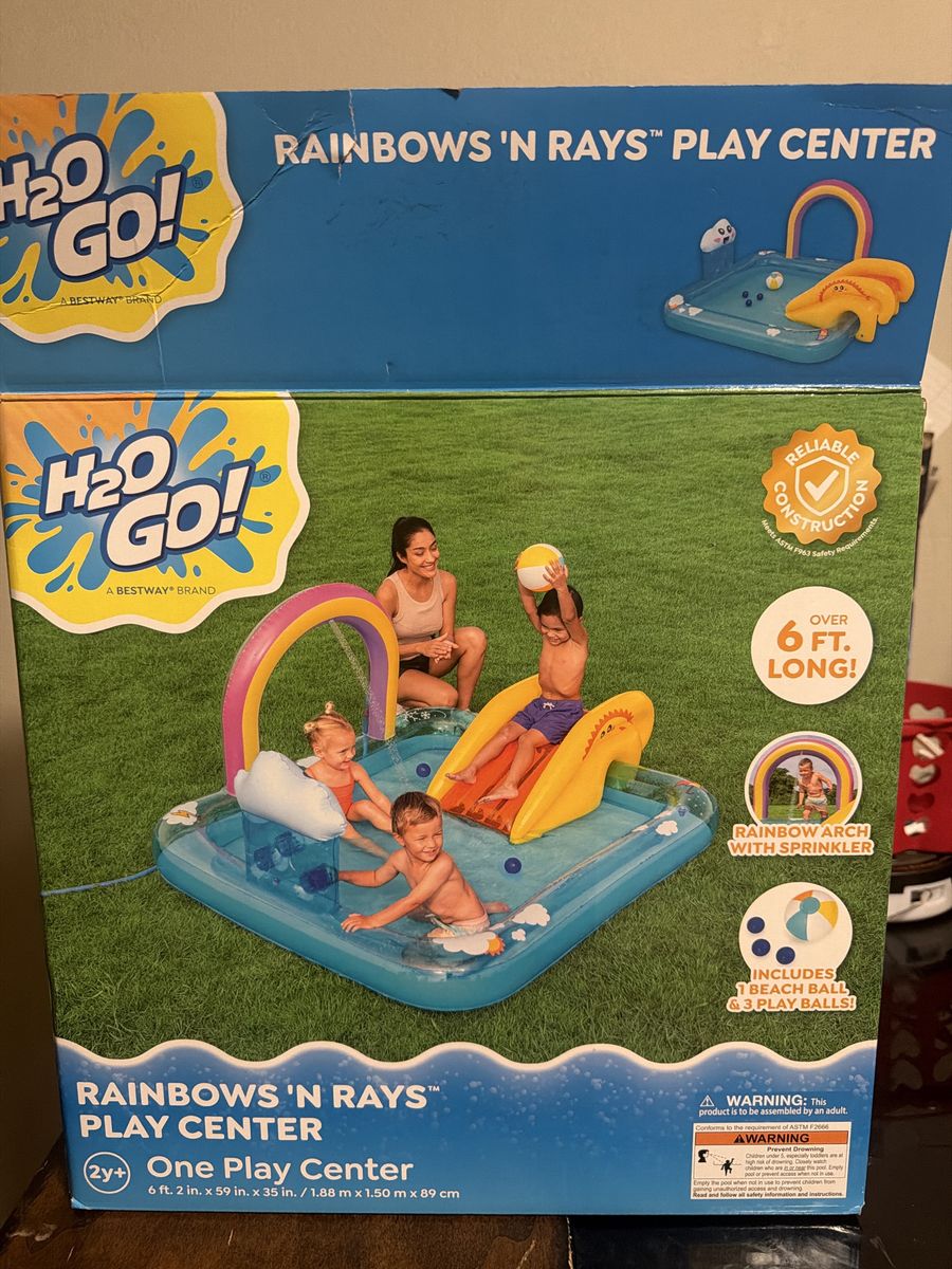 H2O GO! Rainbows 'N Rays Inflatable Play Center with Slide and Sprinkler
