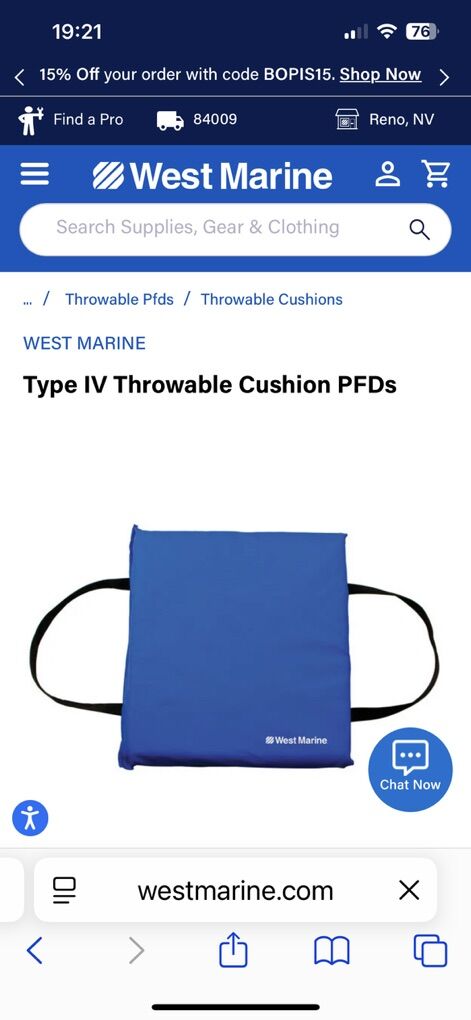 Personal Flotation Device Blue Color.