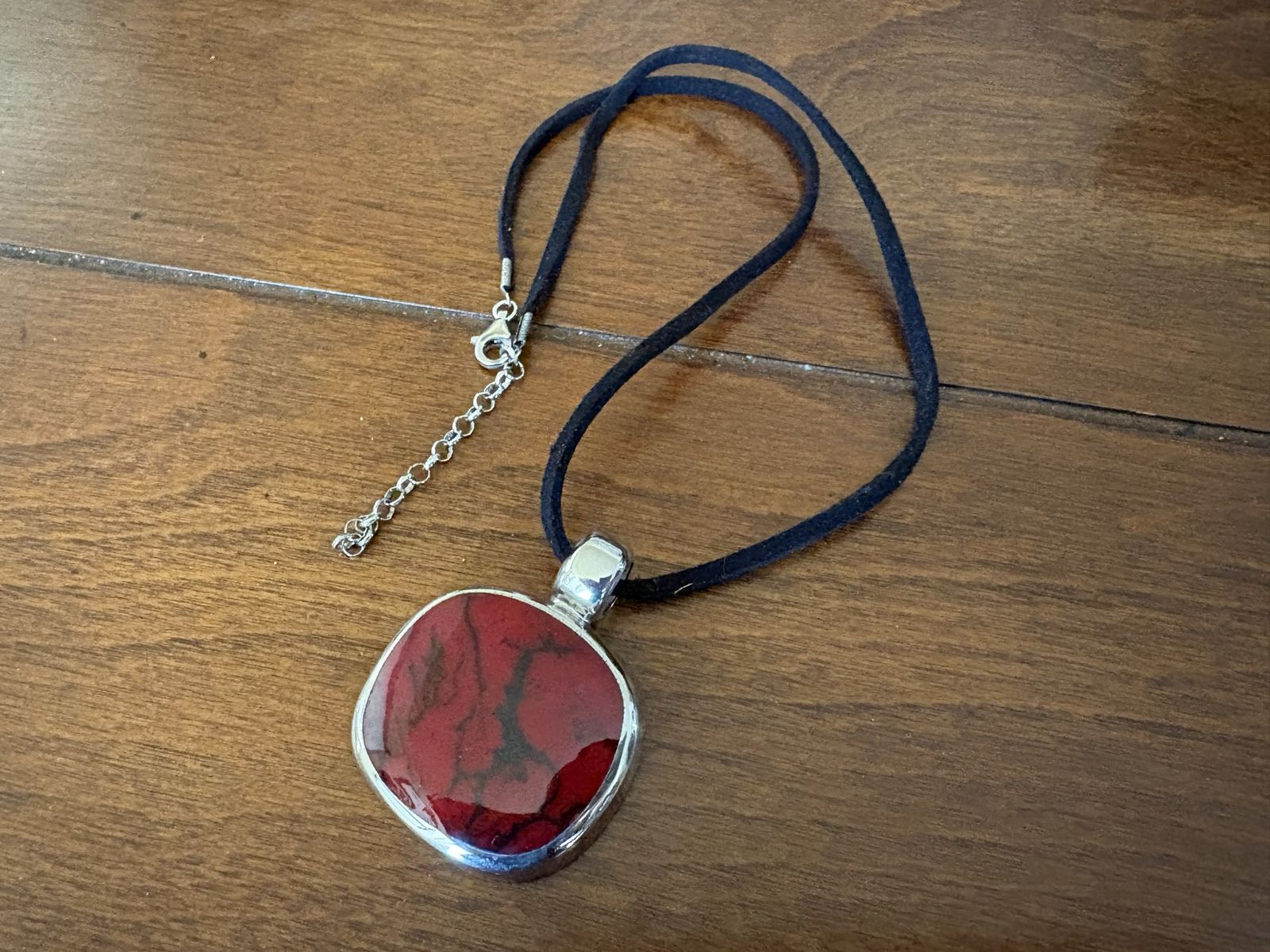 Vintage ATI Sterling Silver Red Jasper Necklace