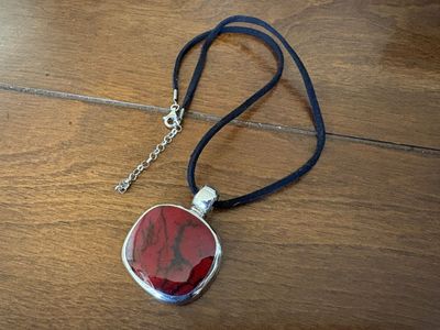 Vintage ATI Sterling Silver Red Jasper Necklace