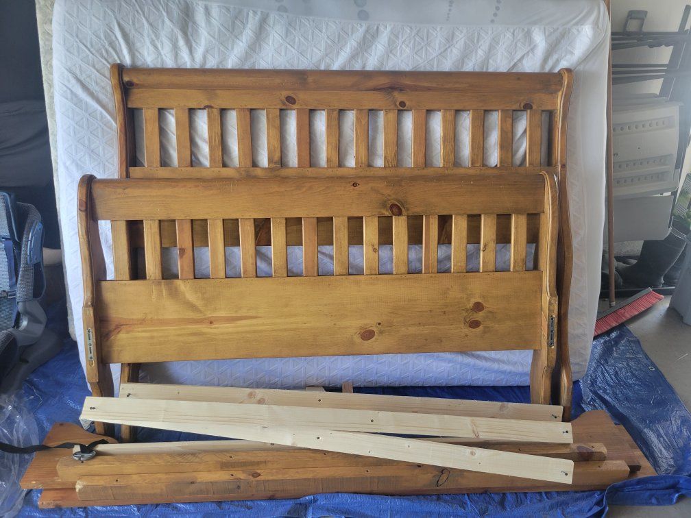 Queen bed frame and mattress