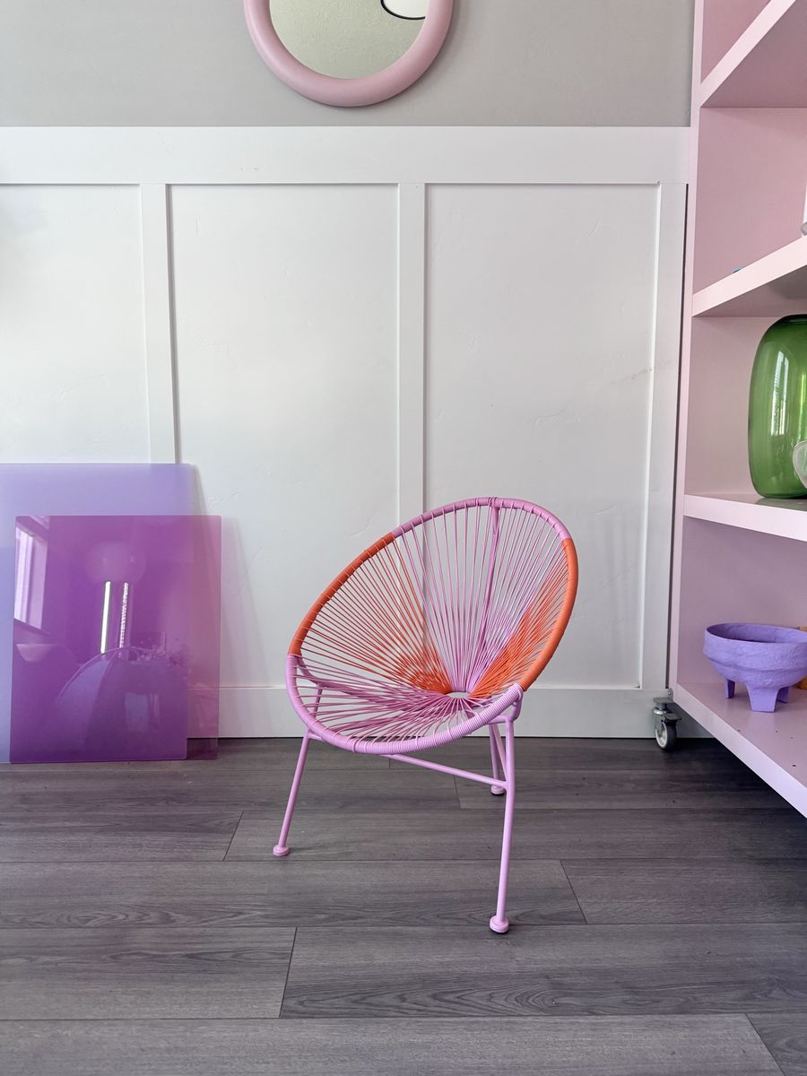 Kids Acapulco Unicorn Design Classic Chair in Jacaranda Lila & Orange Cord w/Powder Coated Steel Frame