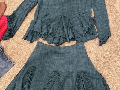 Green Free People long sleeve/skirt set