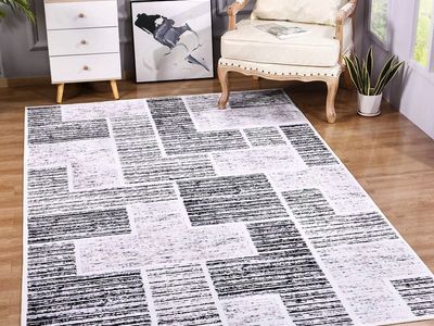 NEW 6x9 Washable Upgrade Area Rug Super Soft Rugs with Non-Slip Backing Black White