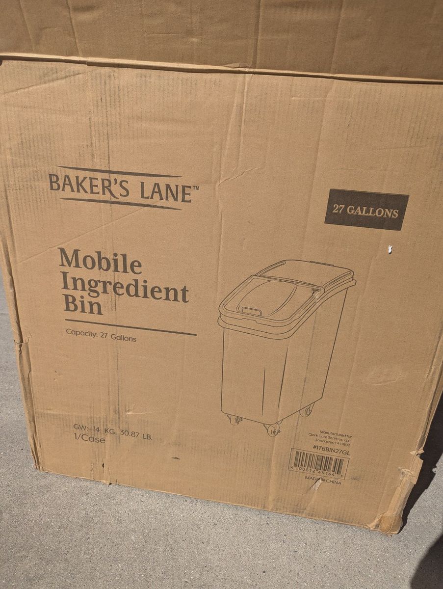 Baker's Lane 27-Gallon Mobile Ingredient Bin – New in Box – Commercial Grade