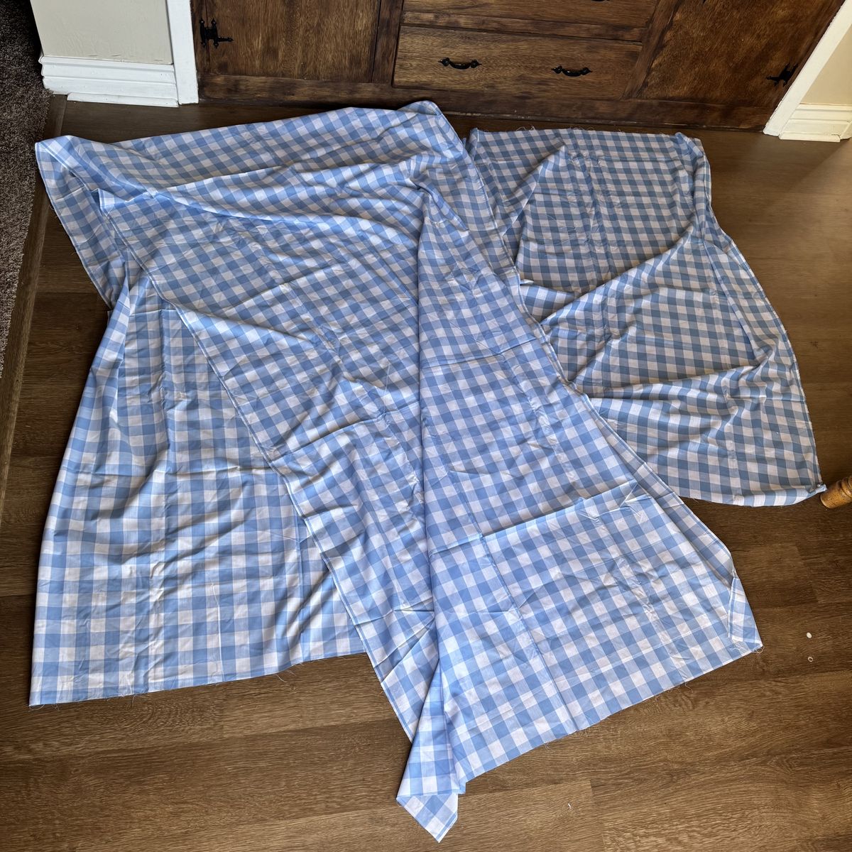 Light Blue Gingham Fabric 58” x 44.5” 141x44.5
