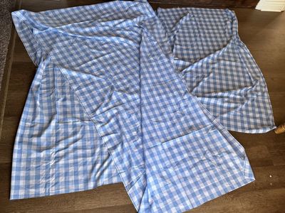 Light Blue Gingham Fabric 58” x 44.5” 141x44.5