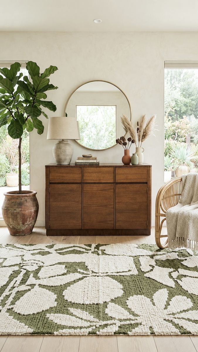 Vintage Mid Century 2-Drawer 2-Door Walnut Veneer Waterfall Edge Sideboard Buffet Cabinet Credenza 