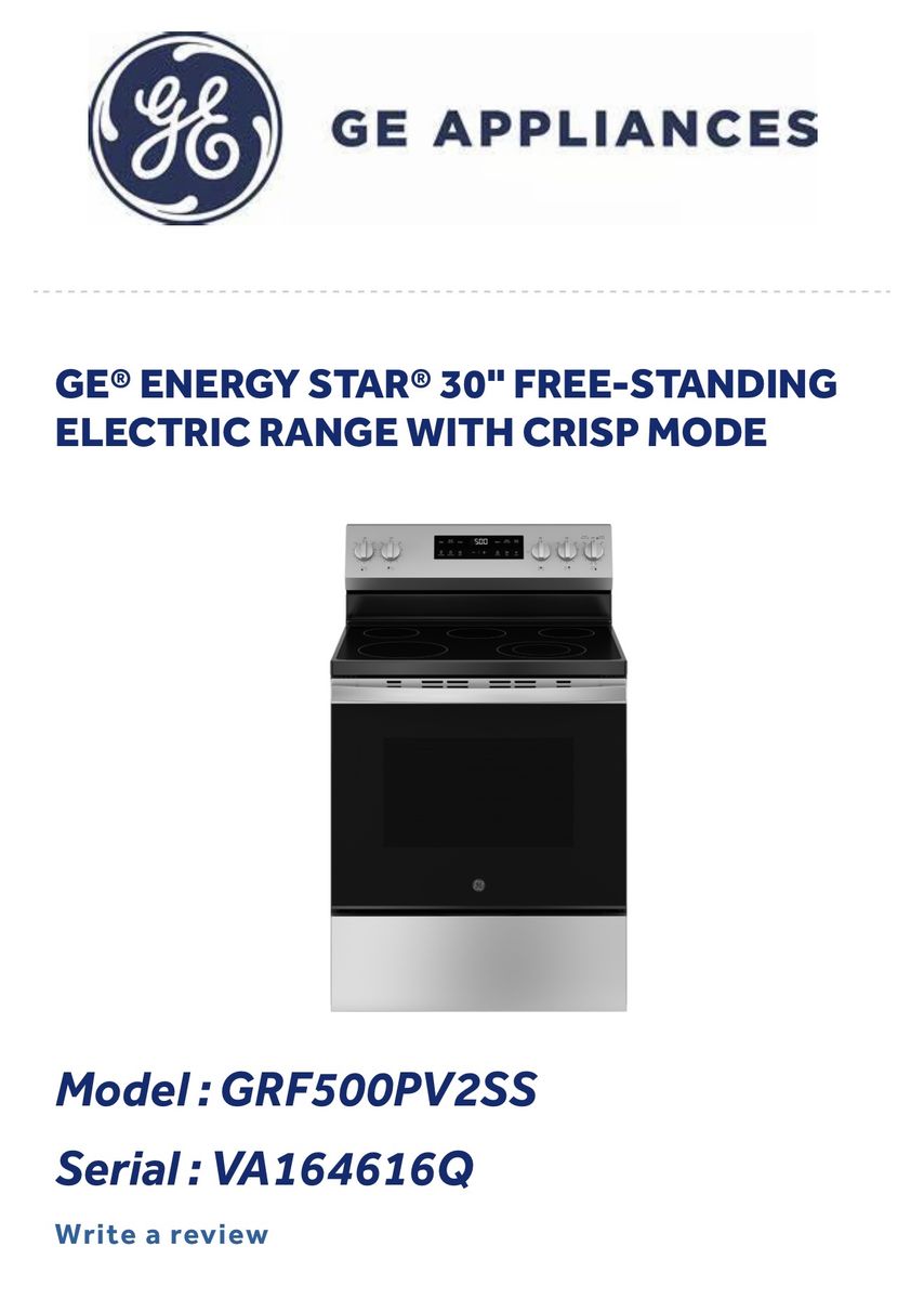 GE 30 in 5 burner oven
