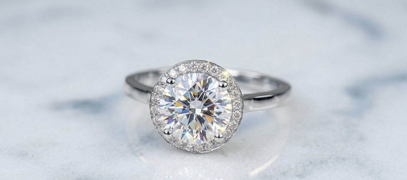 2.17CTW lab Round Brilliant Halo Engagement Ring – 14K White Gold, E/VS1 IGI Certified