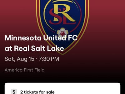 2 Tickets: Real Salt Lake vs Minnesota United FC - Sat, Aug 15 - Sec 2 Row D