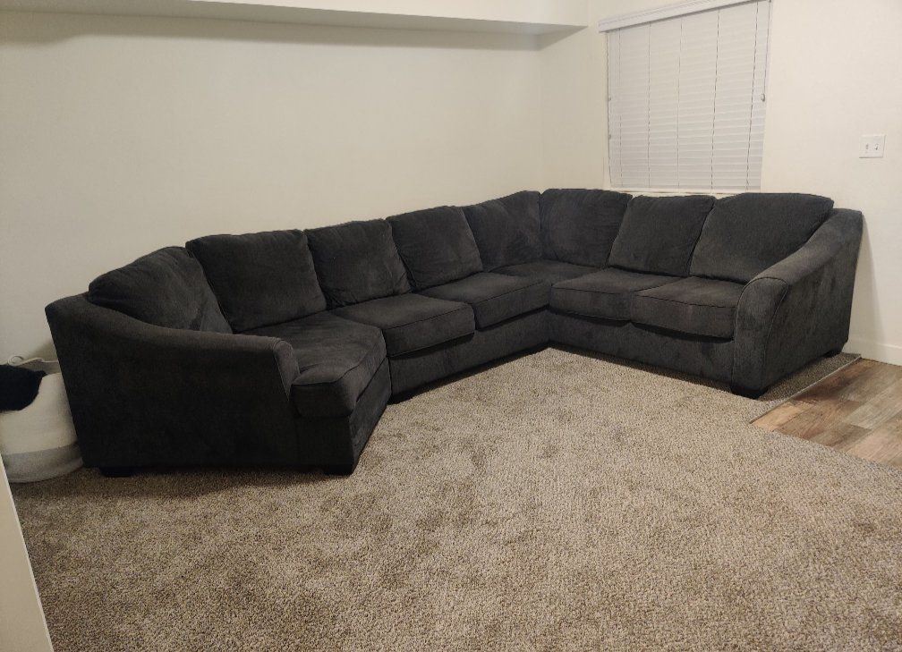 Black Fabric Sectional Couch