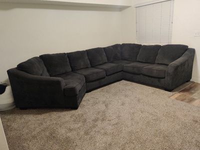 Black Fabric Sectional Couch