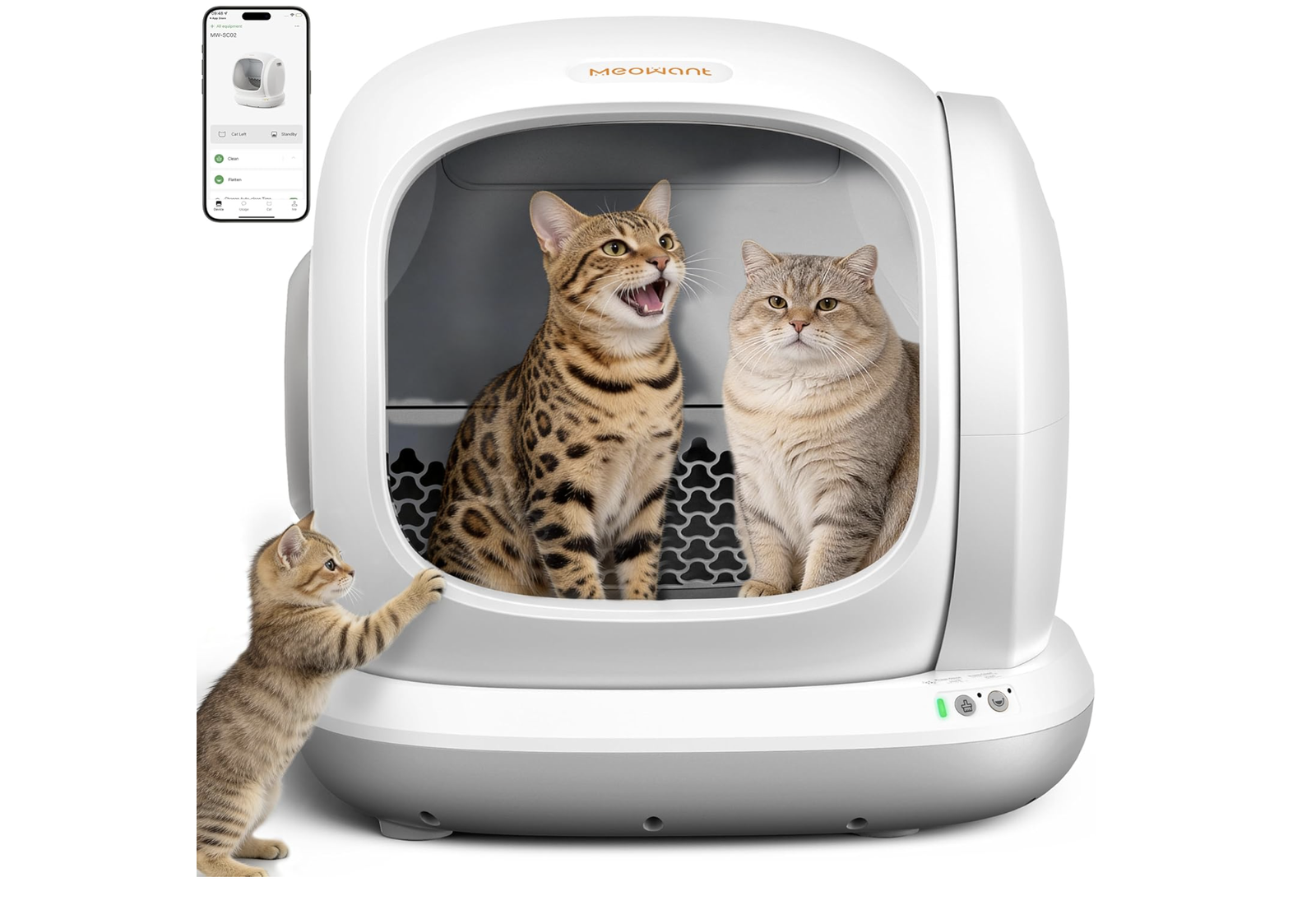 New in Box MeoWant Self-Cleaning Cat Litter Box, 75L Extra Large Open Automatic Cat Litter Box
