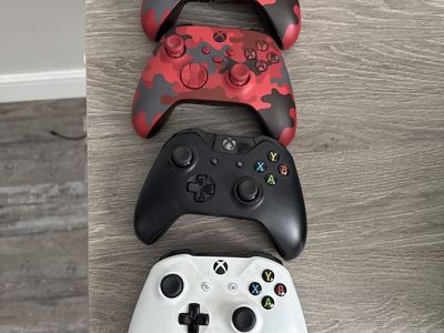 Xbox One Wireless Controllers - Red Camo, Black, & White - 4-Pack Gaming Accessories