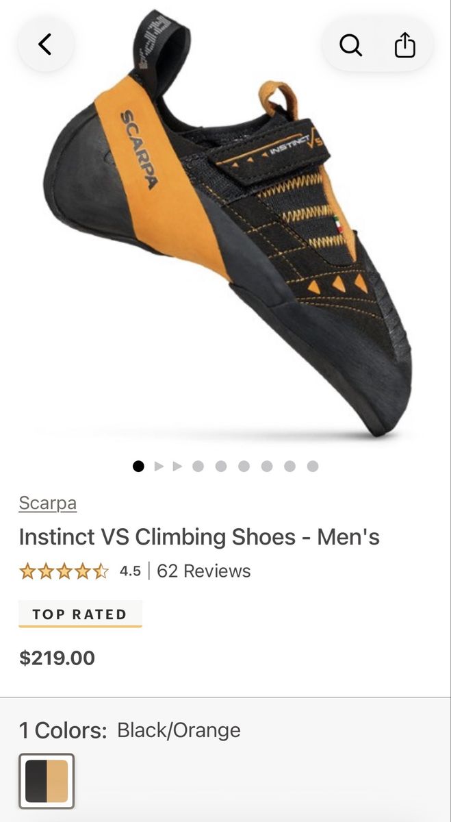 Men's Scarpa Instinct VS Climbing Shoes - Black/Orange - sz 45