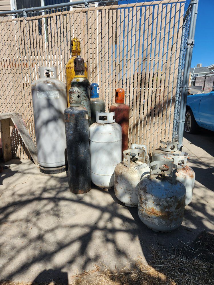Assorted Empty Propane & Gas Tanks - Various Sizes & Conditions