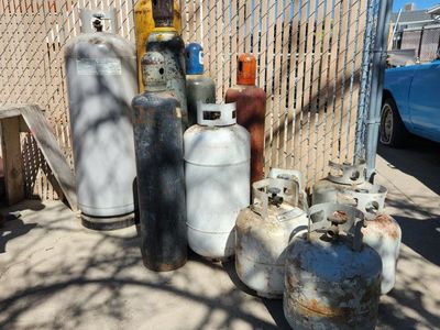 Assorted Empty Propane & Gas Tanks - Various Sizes & Conditions
