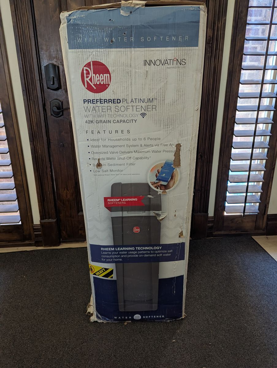 Rheem RHW4221 42,000 Grain Preferred Platinum Wi-Fi Enabled Smart Water Softener for Hard Water and Iron Reduction