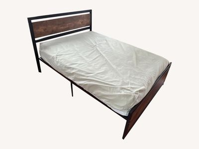 IKEA Queen Metal and Wood Platform Bed Frame - mattress available