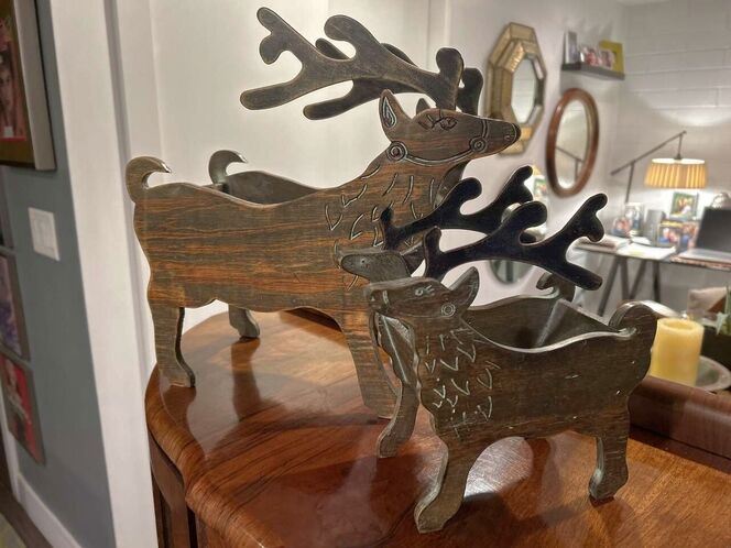 Vintage Reindeer Decoration Set Wood & Steel