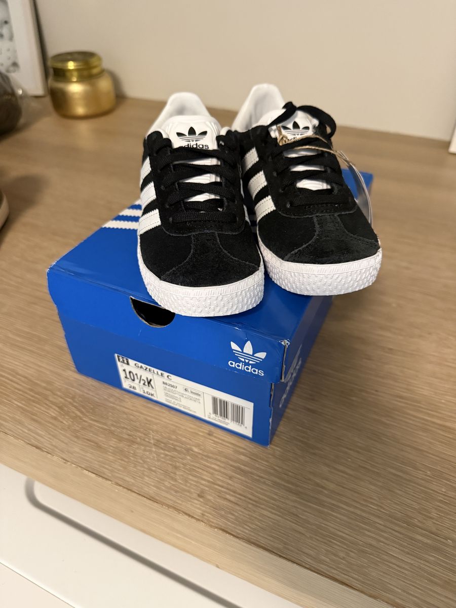 Adidas Gazelle C Suede Sneakers - Kids' Black/White, Size 10.5K, New with Box