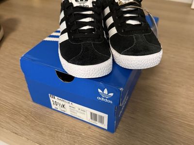 Adidas Gazelle C Suede Sneakers - Kids' Black/White, Size 10.5K, New with Box