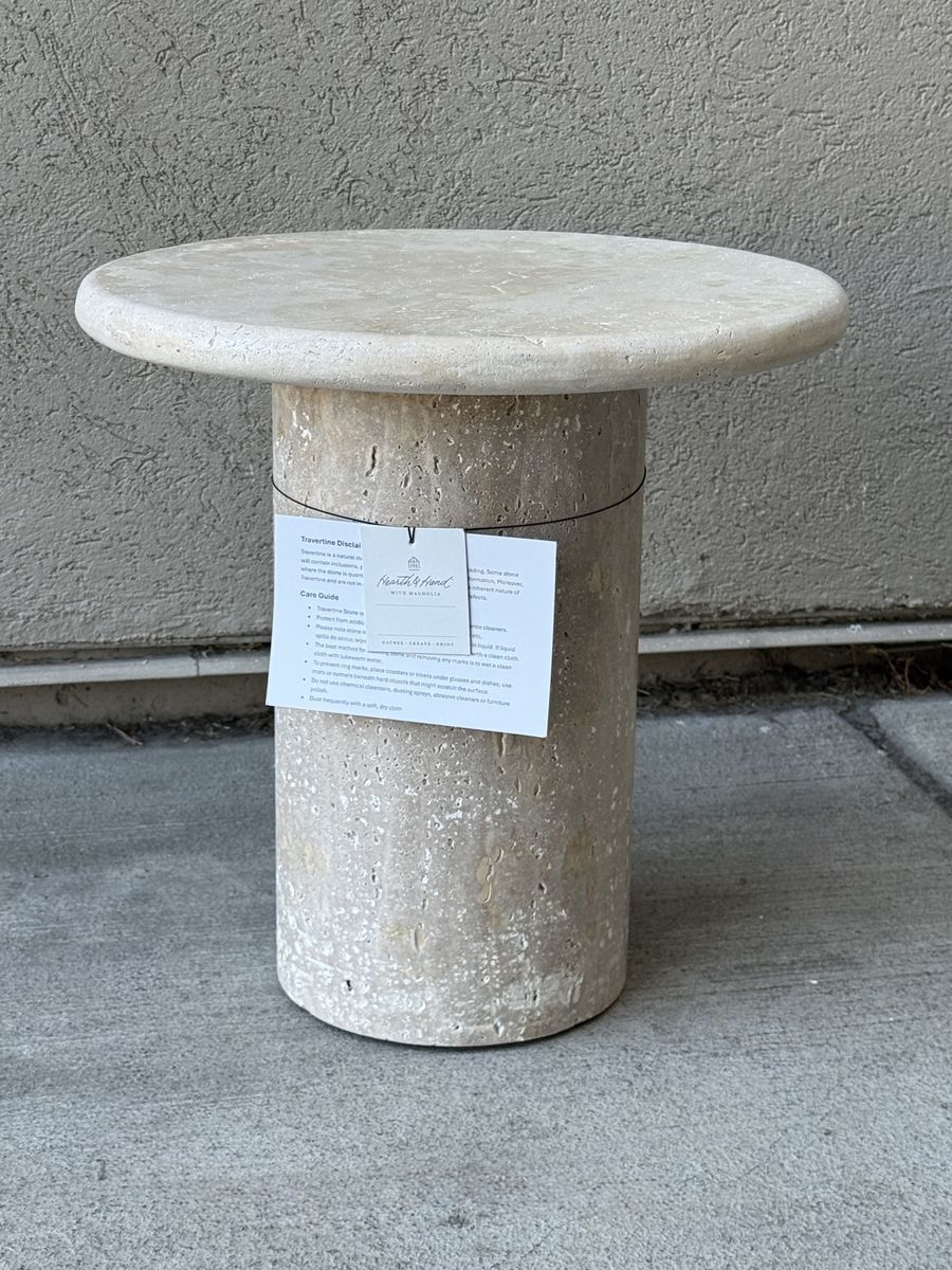 Hearth & Hand with Magnolia Solid Travertine Stone Accent Side Table