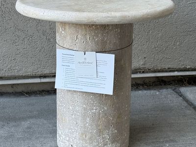 Hearth & Hand with Magnolia Solid Travertine Stone Accent Side Table