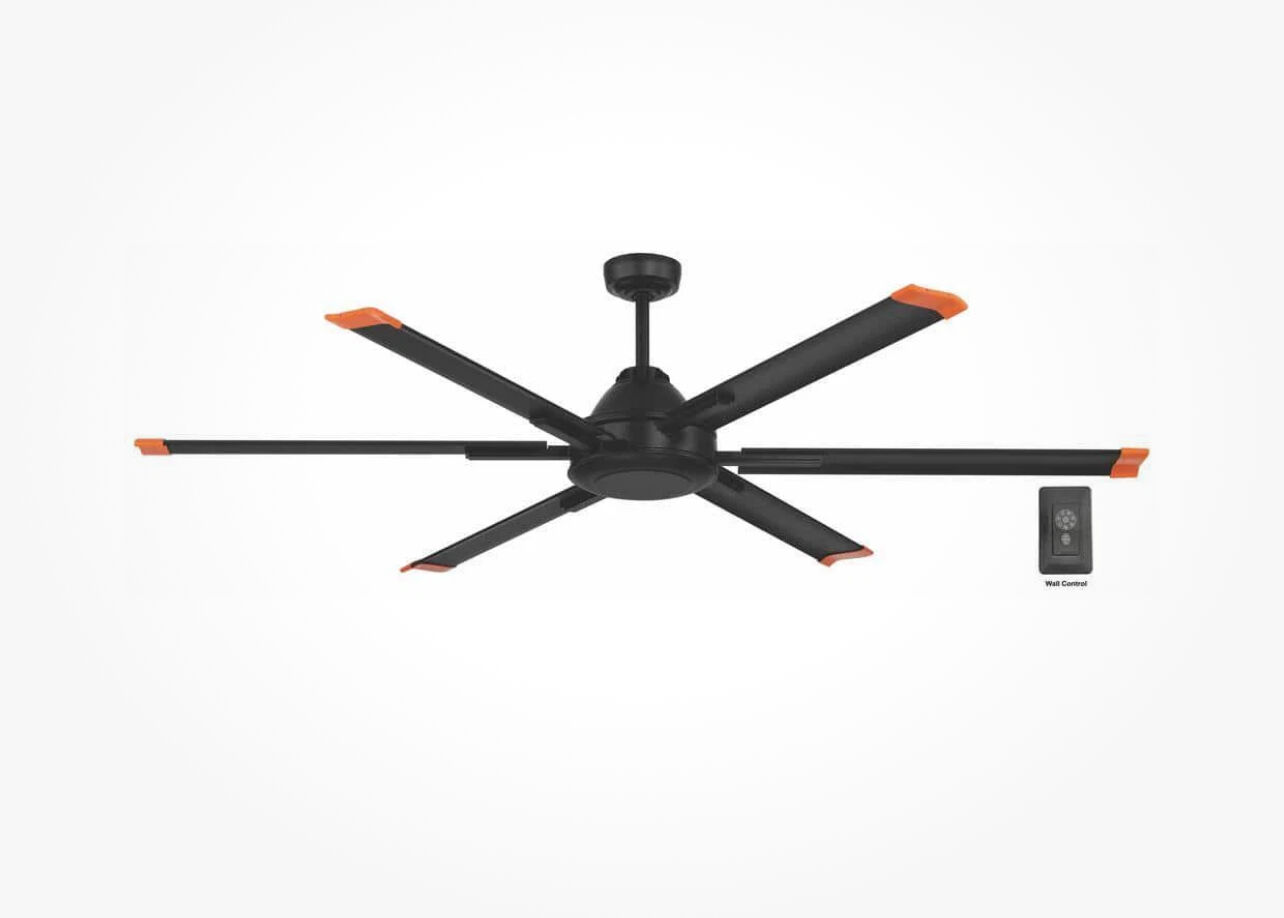 New Commercial Electric Ceiling Fans 6' High Velocity Matte Black w/ Wall Control