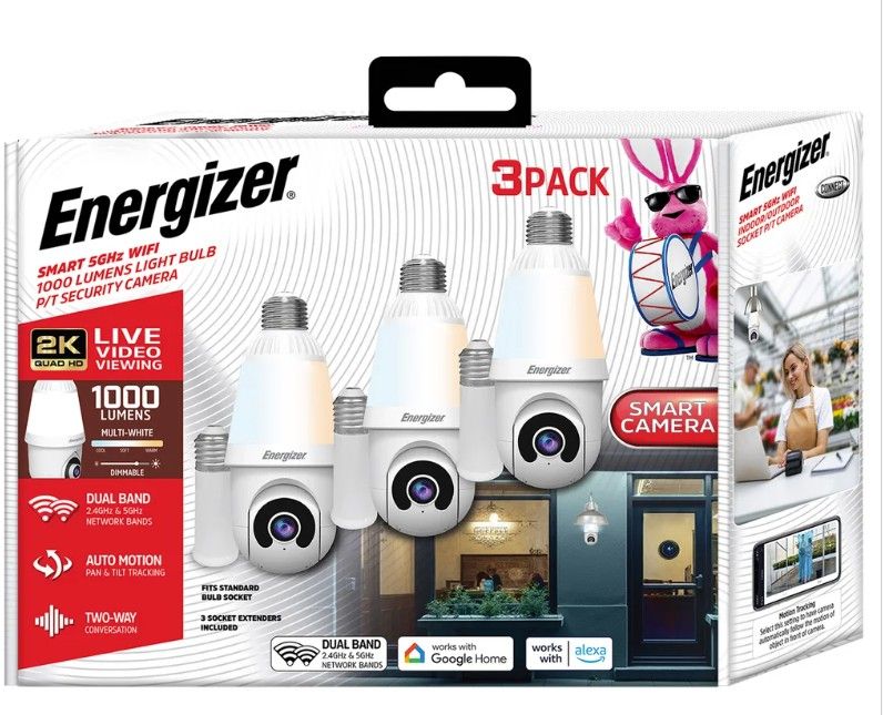 Energizer E0P1-1003 Light Bulb Security Camera, 3-count 8498203 #106849