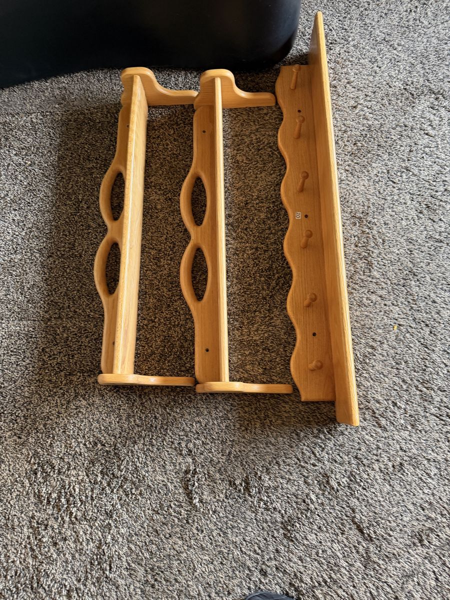 Vintage Wooden Wall-Mounted Coat Rack with Shelf and Pegs and 2 Display Shelves- Light Wood Finish
