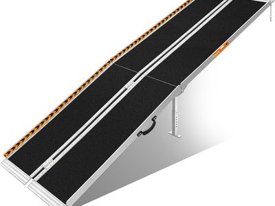 NEW 10 Feet Portable Wheelchair Ramp with Support Legs, Non-Skid Aluminum Handicap Ramps