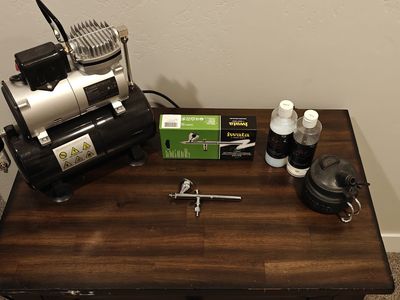 Iwata Neo CN Airbrush, Compressor, and Supplies