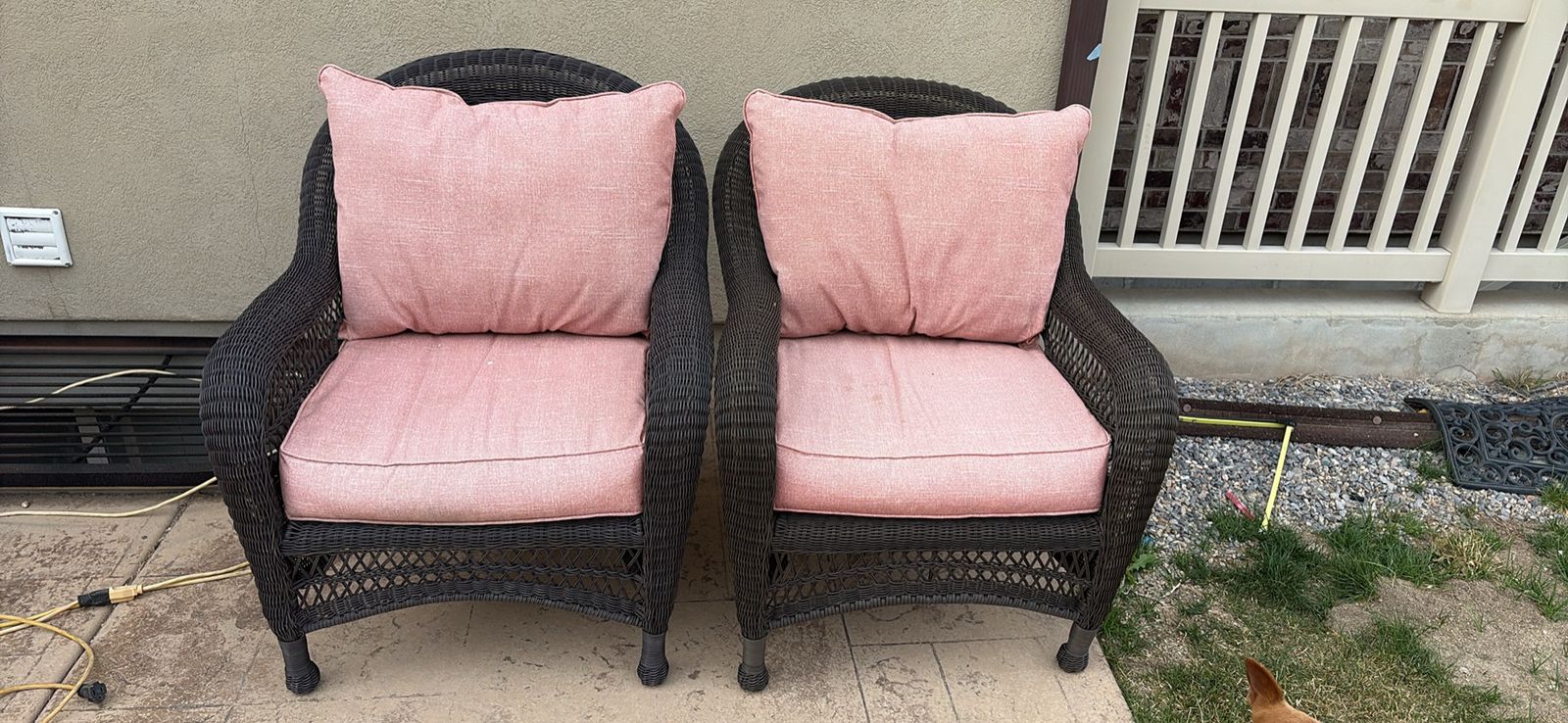 Set of 2 Brown Wicker Patio Chairs $350 cash/venmo in Draper