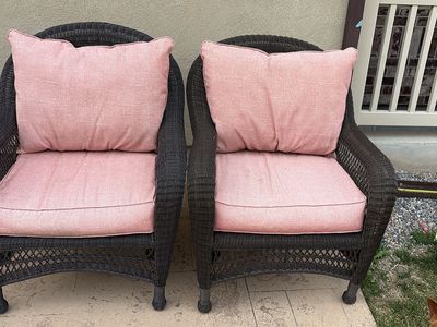 Set of 2 Brown Wicker Patio Chairs $350 cash/venmo in Draper