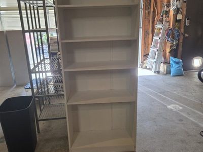 White wooden shelves