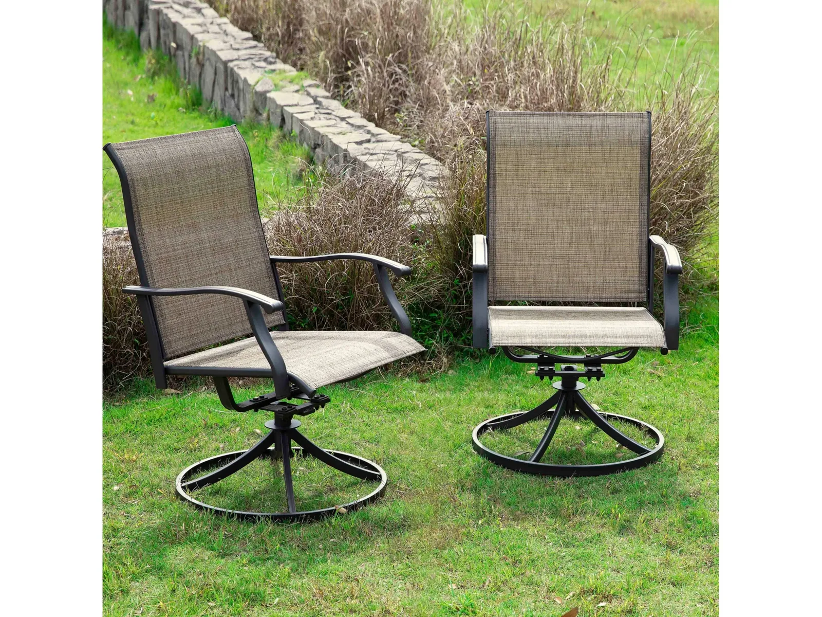 Nuu Garden Textilene Dining Swivel Chair Set of 2. New in Box. Retails $170