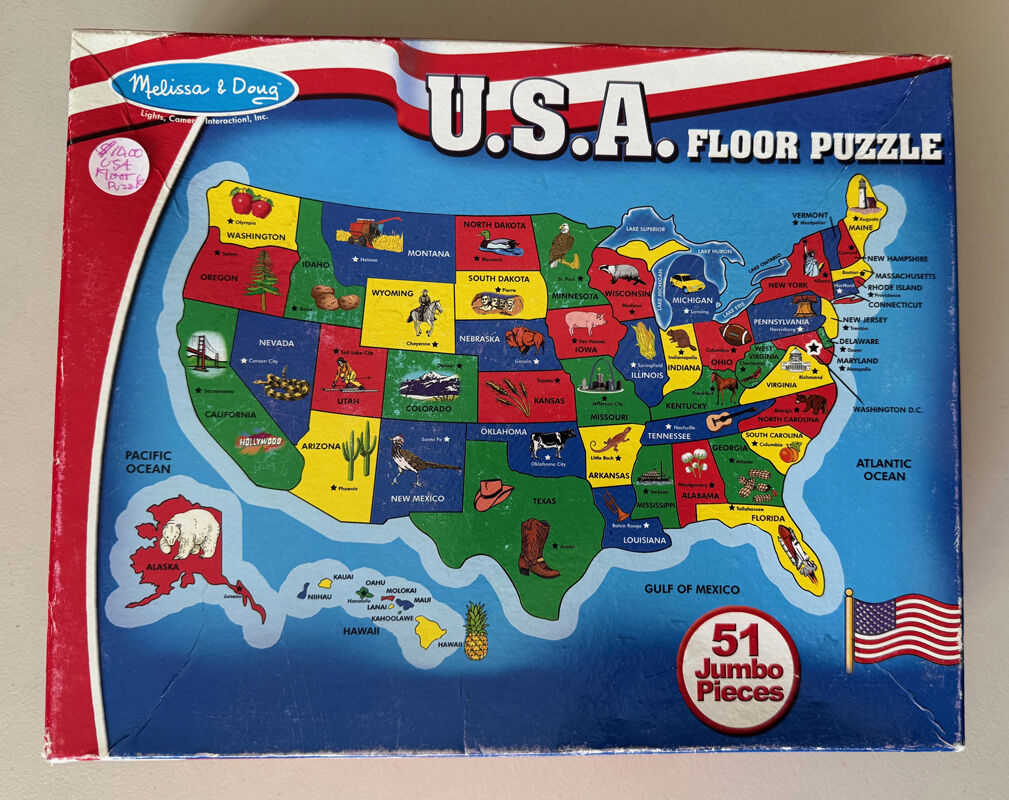 USA Floor Puzzle by Melissa and Doug, 2 x 3 feet, 51 Jumbo Pieces