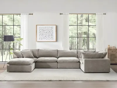 FREE DELIVERY – Aiden & Ivy 6-Piece Fabric Modular Sectional – Taupe