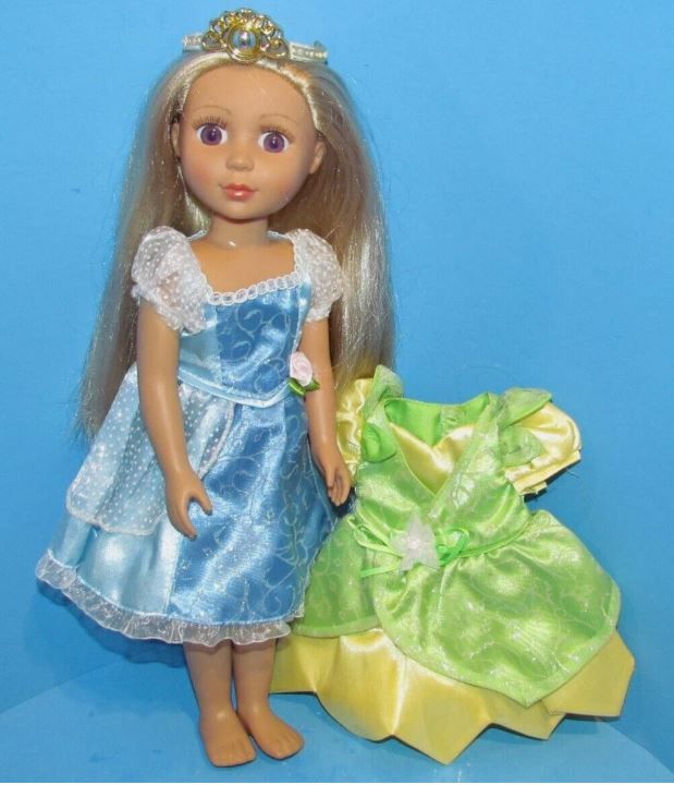 Battat "Glitter Girls" Blonde Doll w/Two Disney Princess Dresses 14" L@@K
