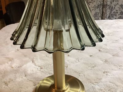 Gold & Smoke Glass Cordless Rechargeable Table Lamp with 3 Light Settings