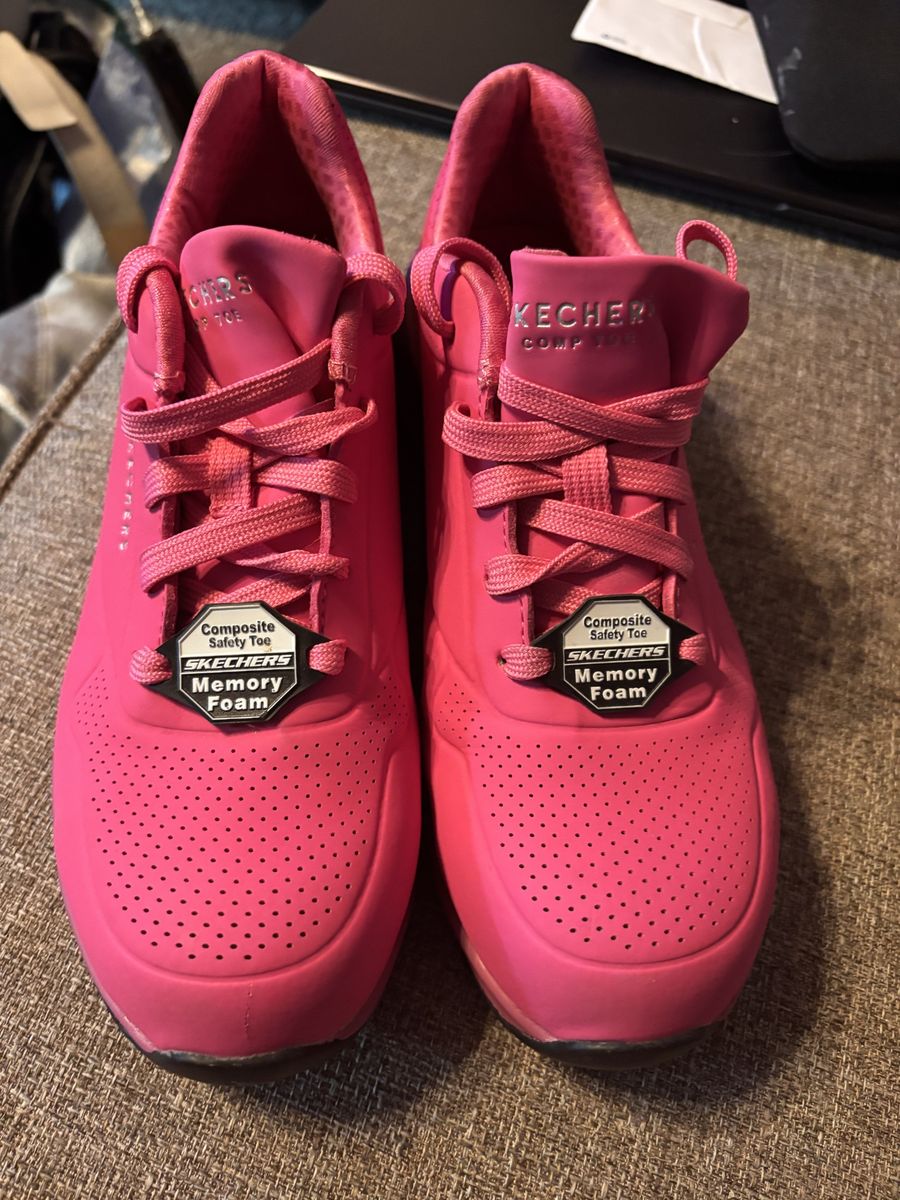 Skechers Women's Pink Composite Safety Toe Memory Foam Shoes, Size 7.5
