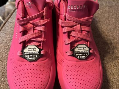 Skechers Women's Pink Composite Safety Toe Memory Foam Shoes, Size 7.5