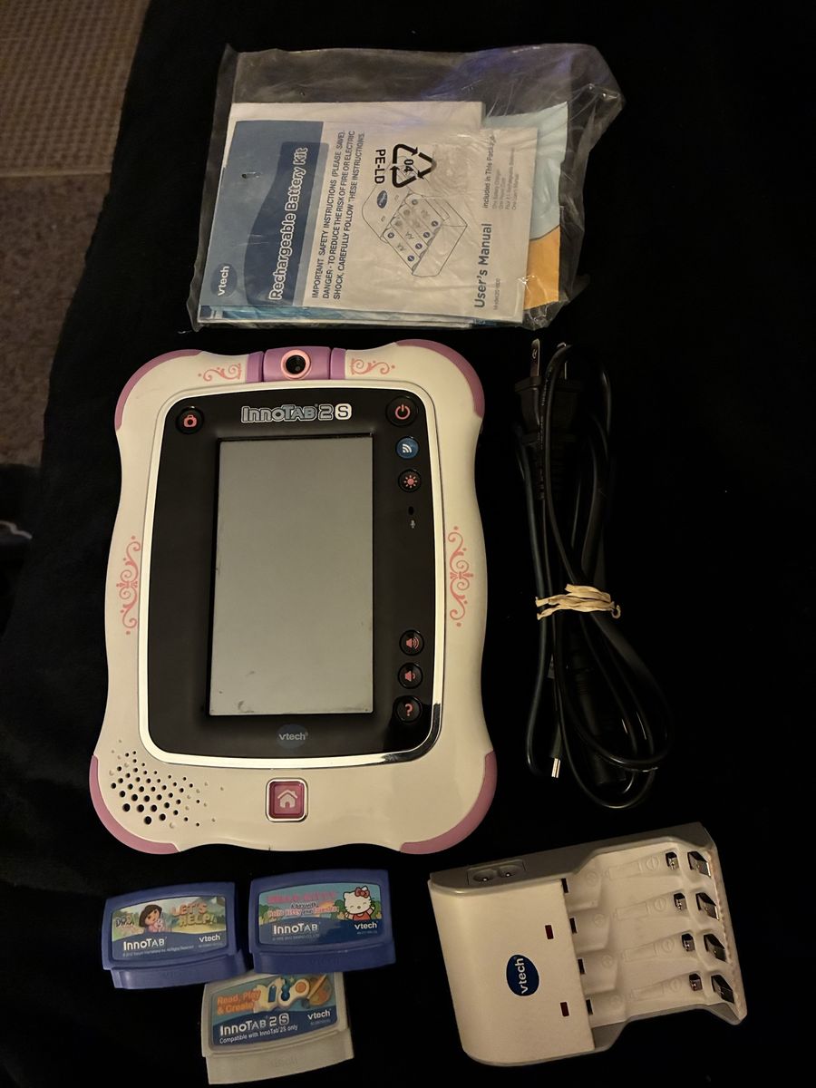 VTech InnoTab 2S Learning Tablet Pink with Charger and 3 Games