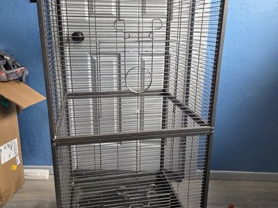 HABUTWAY Double Story Rolling Pet Cage with Plastic Platforms & Ramps